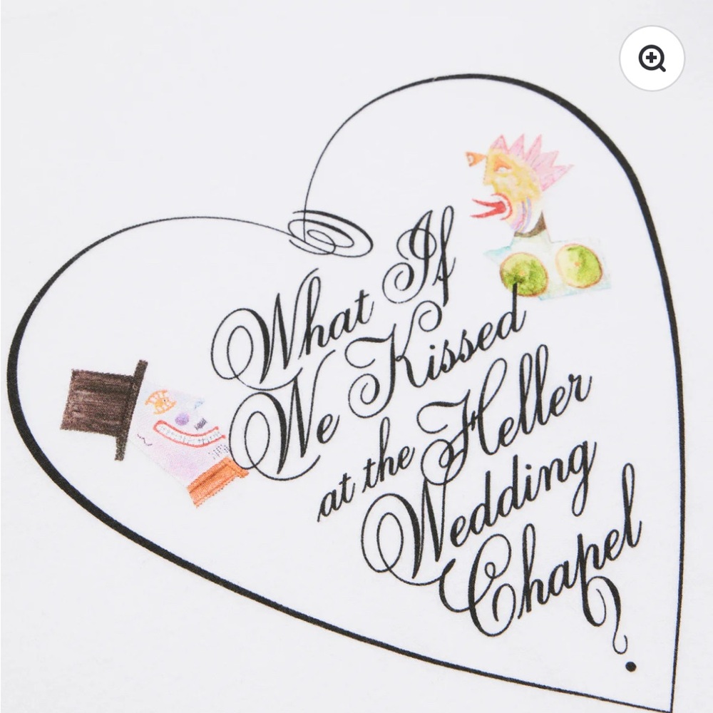 MAISON KITSUNE White Tee with Heart Graphic from Luna Luna Art Exhibition
